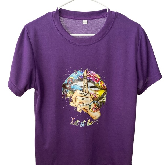 “Let it be” Purple Short Sleeves Medium TShirt - Picture 1 of 3